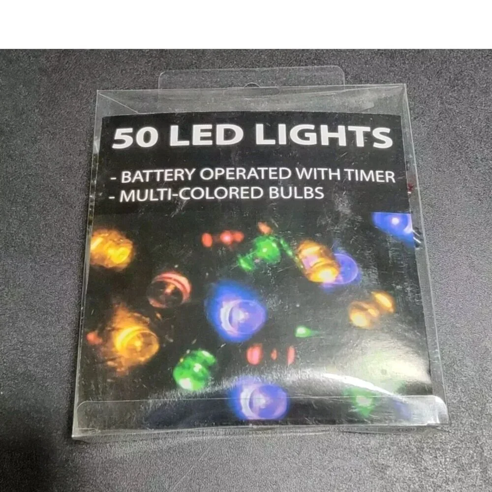 50 LED Lights Battery Operated With Timer Multi-Color Bulbs Indoor / Outdoor
